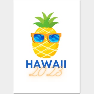 2023 Hawaii Vacation Pineapple Posters and Art